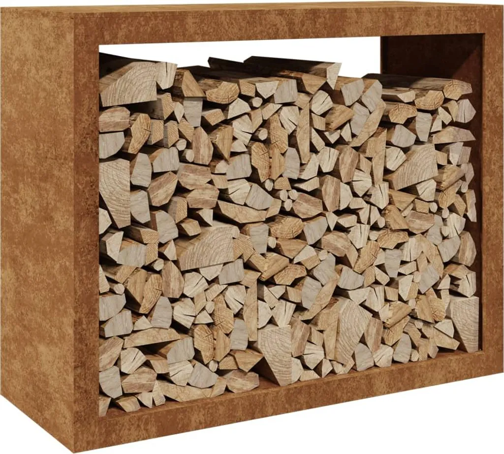 Range-bûches robuste en acier résistant aux intempéries 100x40x80 cm noir