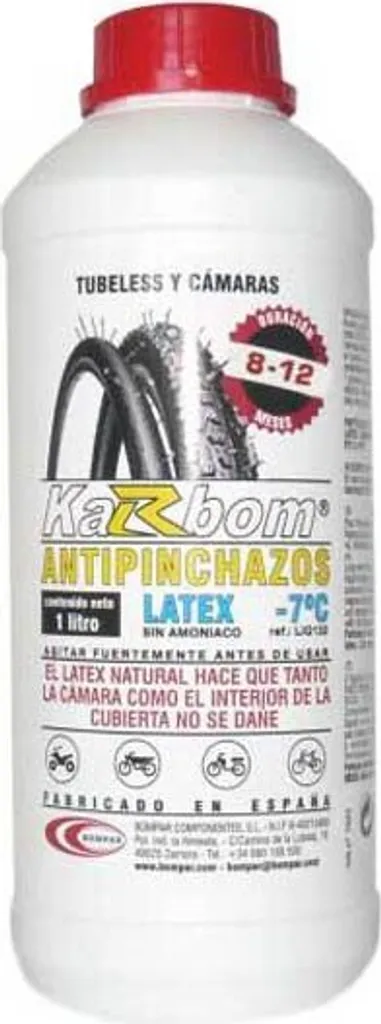 Bompar Latex Karbom 1L Produit d'Étanchéité Tubeless Noir Haute Qualité