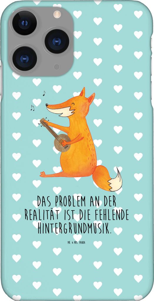 Mr. & Mrs. Panda Iphone 11 Pro Handyhülle Fuchs Gitarre - Türkis Pastell - Geschenk, Lagerfeuer, Premium Kunststoff, Handy Case, Optimistisch, Mu...
