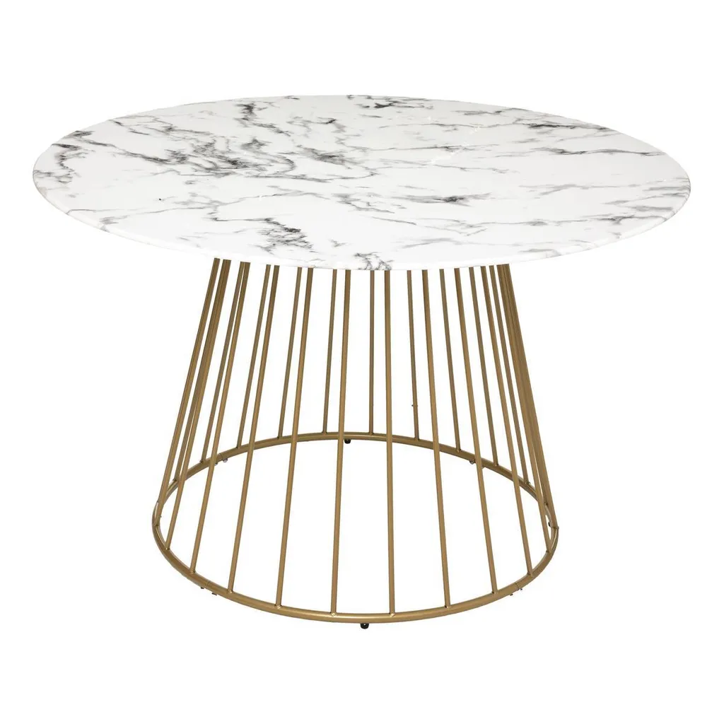 Table à manger Rayo blanche effet marbre doré Ø 120 cm - Atmosphera