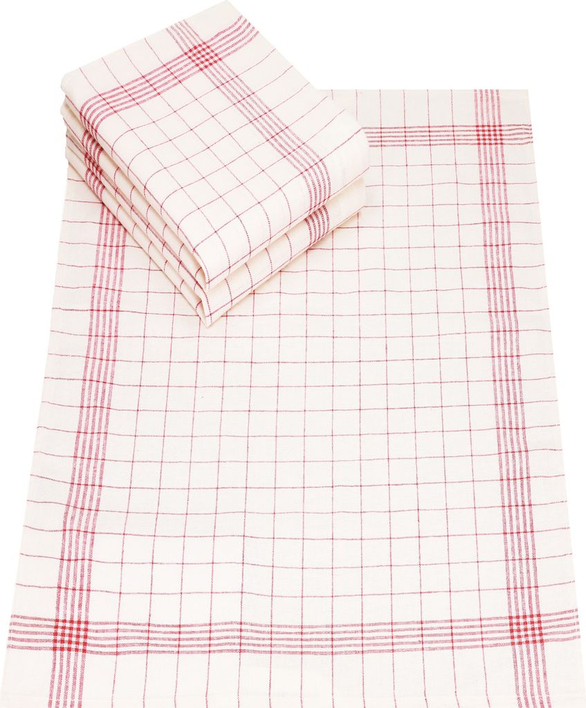 Betz 3 Stück Geschirrtücher Halbleinen Karo MCT-12 Gläsertücher Küchentücher Geschirrhandtücher Größe 50 x 68 cm Farbe - rot 197507-3 Stück