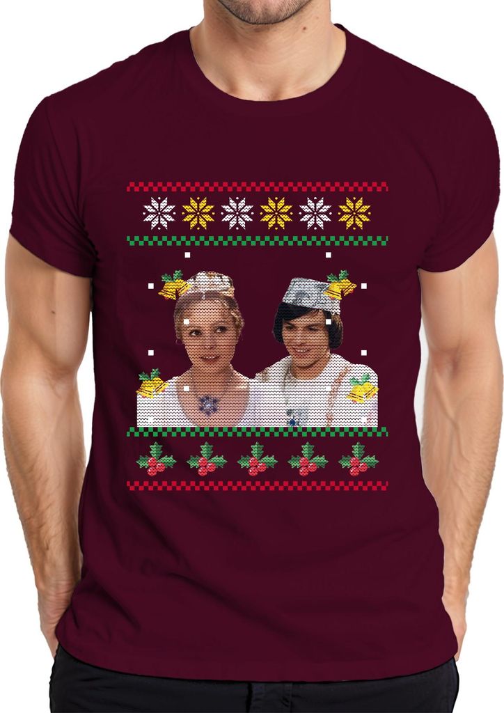 Drei Haselnüsse für Aschenbrödel - Ugly Christmas Sweater Weihnachten Herren T-Shirt, Burgundy, XXL