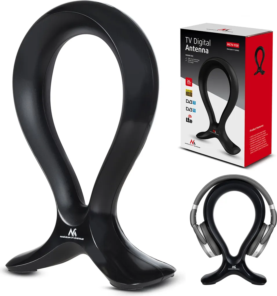Antenna HDTV DVB-T2 HEVC con Supporto Cuffie | 100dBµV LTE Filter
