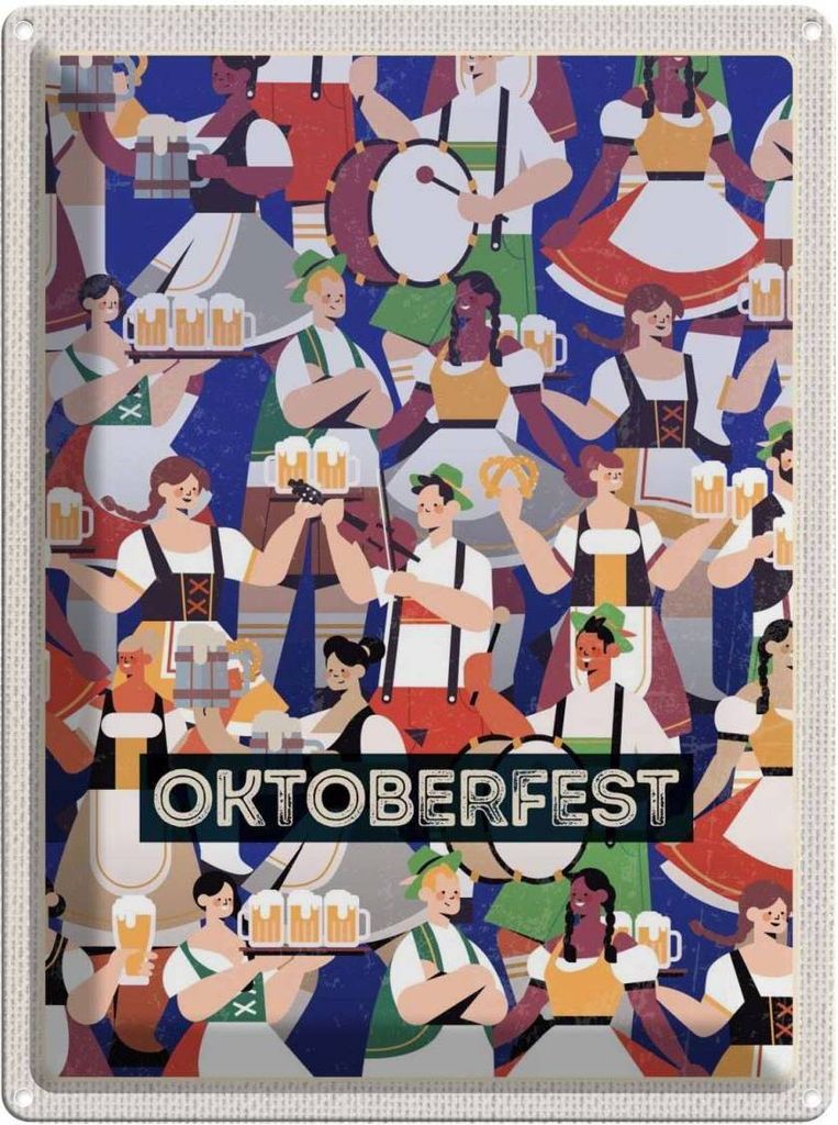 vianmo Blechschild 40x30 cm Trommel Tanzen Trinken Deutschland Feiern Party