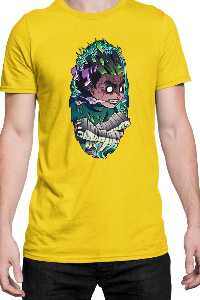 Herren T-Shirt Naruto Rock Lee 8 Gates, Man S / Gelb