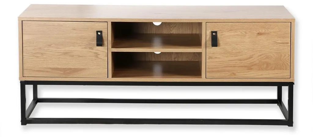 Banc TV Style Scandinave 120 cm en Chêne avec Rangement Jill - Bois