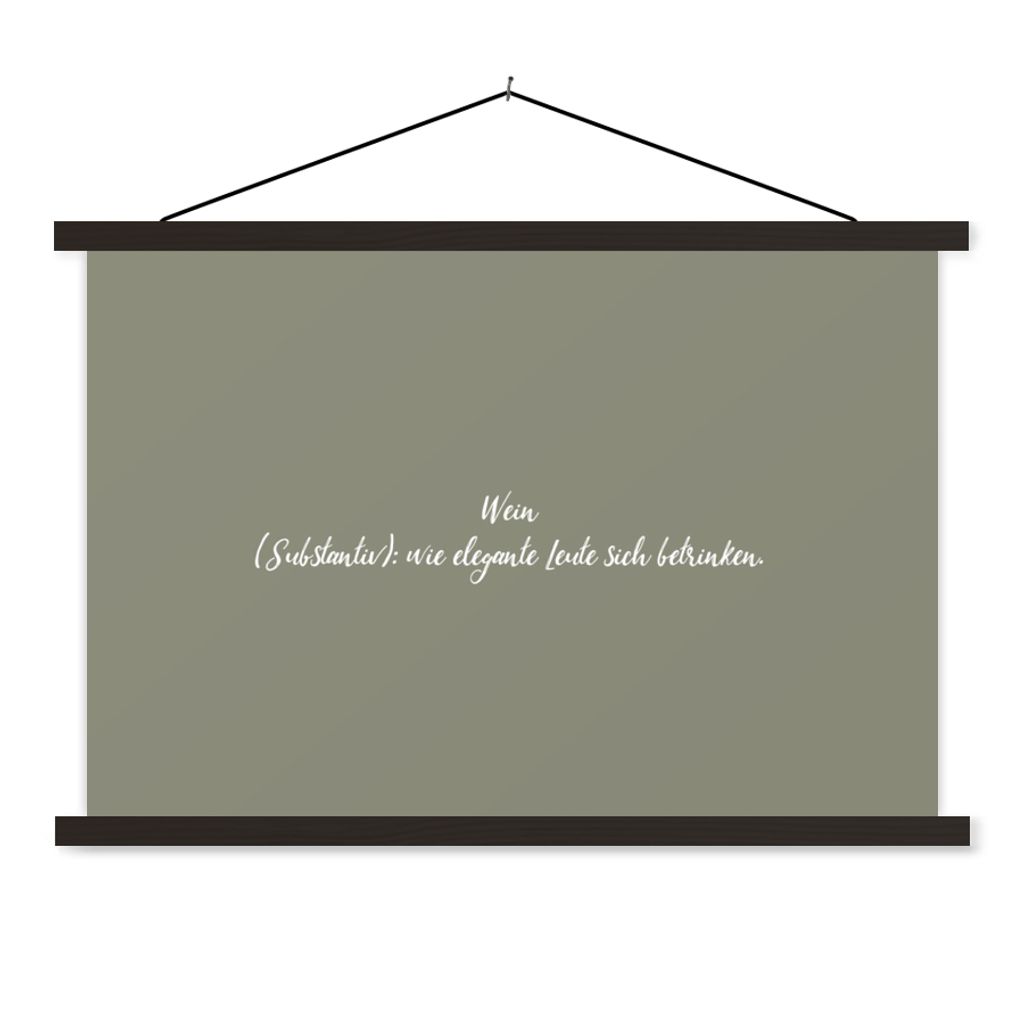 MuchoWow Textilposter Zitate - Weindefinition - Wörterbuch - Sprichwörter - Wein wie elegante Leute zich betrinken 60x40 cm mit schwarzem Rahme...