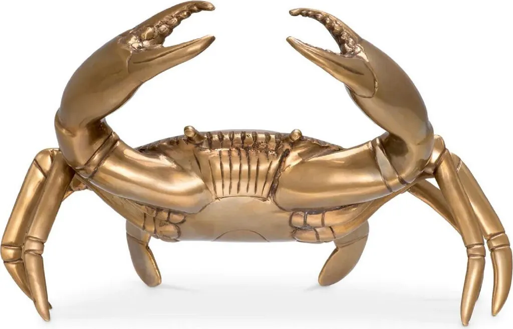 Statue de Crabe en Laiton Vintage 28 cm - Objet de Décoration de Luxe