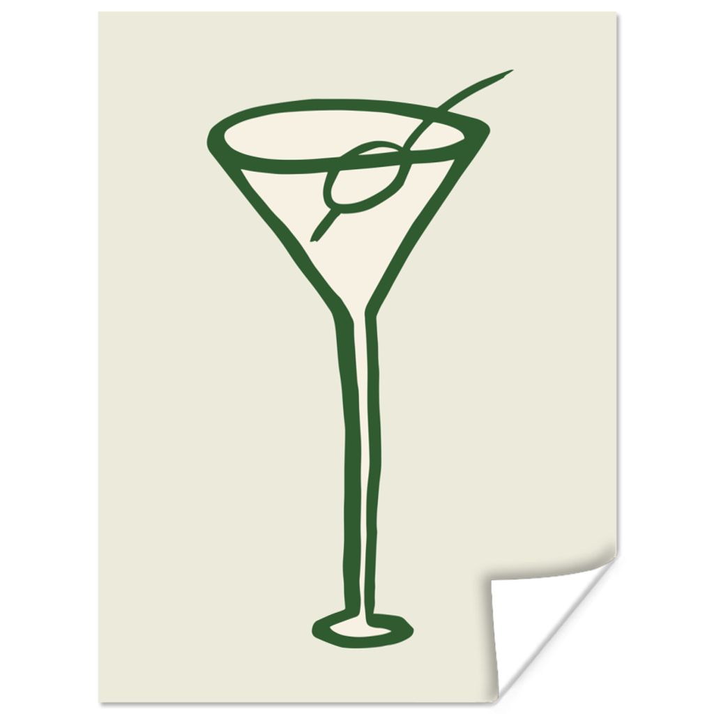 MuchoWow Poster Cocktail - Strohhalm - Glas - Grün 30x40 cm - Wandplakat - Poster Kinderzimmer