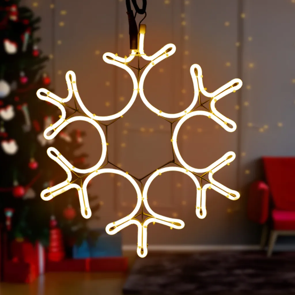 Silhouette Flocon de Noël 384 LED Blanc Chaud Haute Luminosité Extérieur
