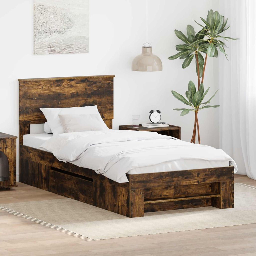 Maison Exclusive - Bettrahmen Geräucherte Eiche 100 x 200 m Holzwerkstoff