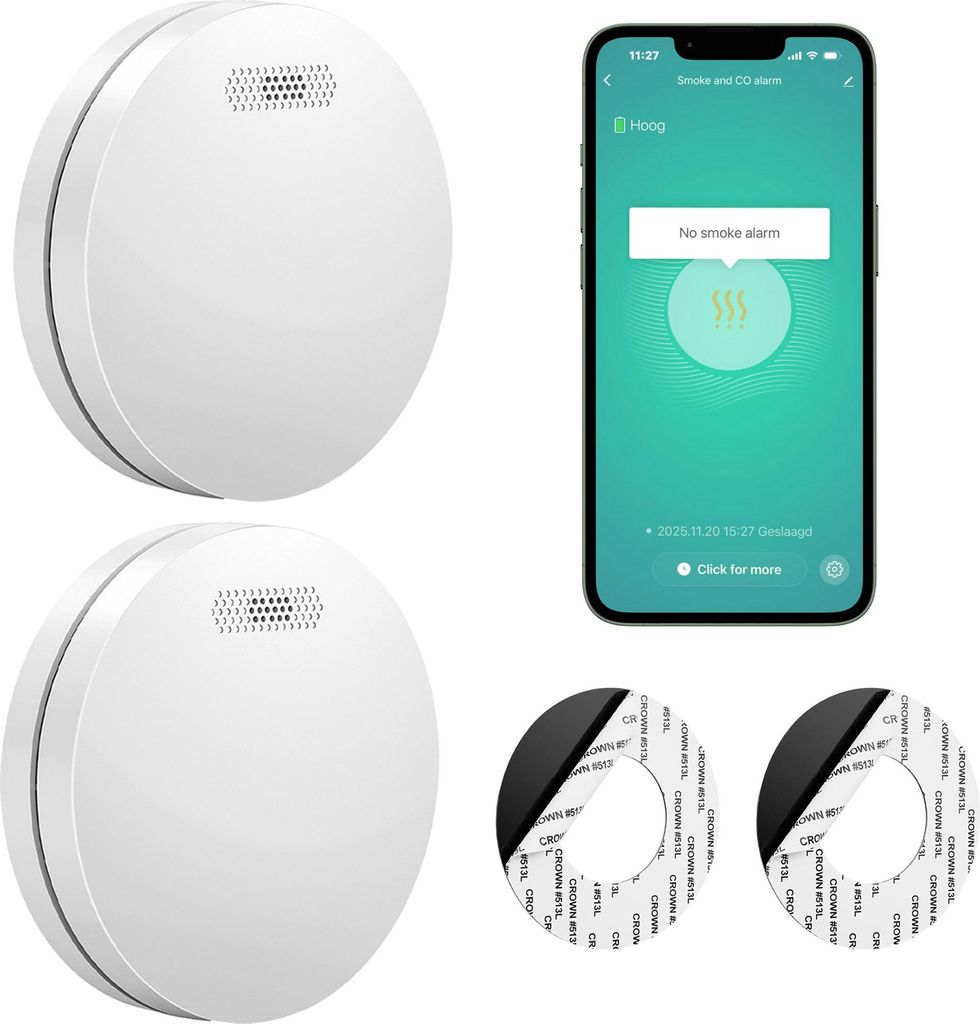 SAVS SM11W Rauchmelder WLAN 2er-Pack – 10 Jahre Batterie – Smart kompatibel mit Tuya App - Flaches Design – Feuermelder WiFi – Montage ohne...