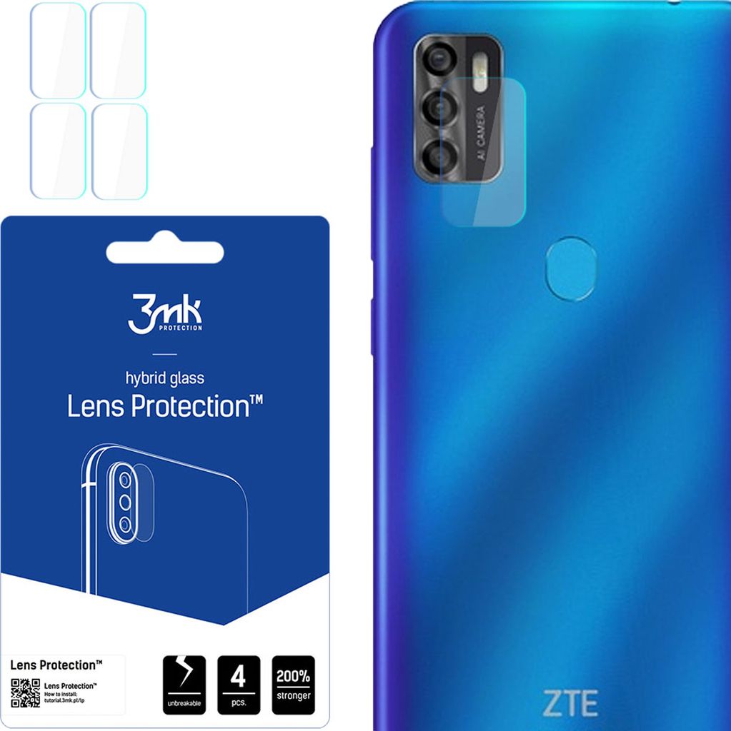 3mk Hybridglas Lens Protection für ZTE Blade A7s 2020 Kamera Objektiv Kameralinse 0,16mm 6H (4 Stück)