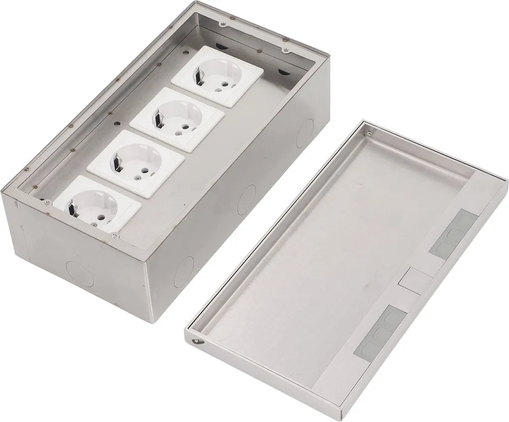 Multiprise de Sol Encastrable Inox 4 Prises - Idéal pour Îlot de Cuisine