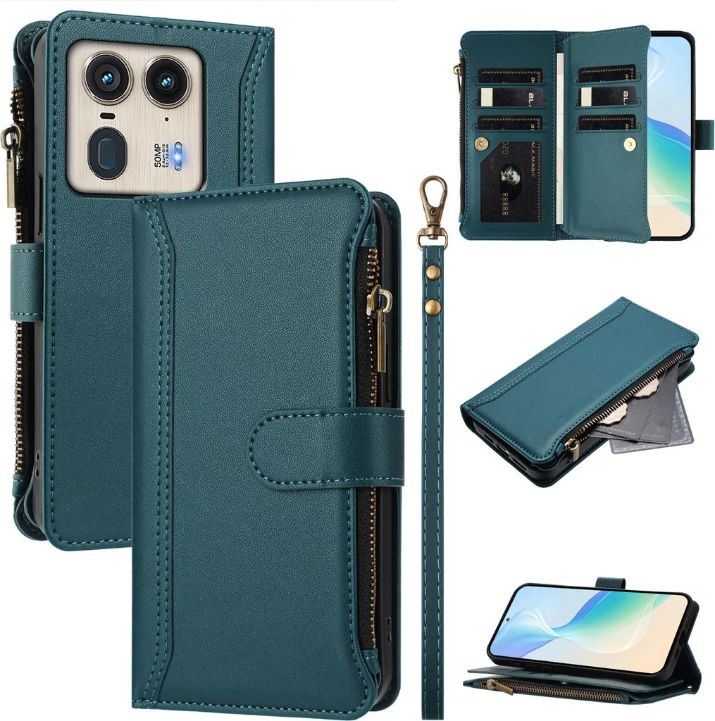 Cover Motorola Moto Edge 50 Ultra Business | Portafoglio in Pelle Verde