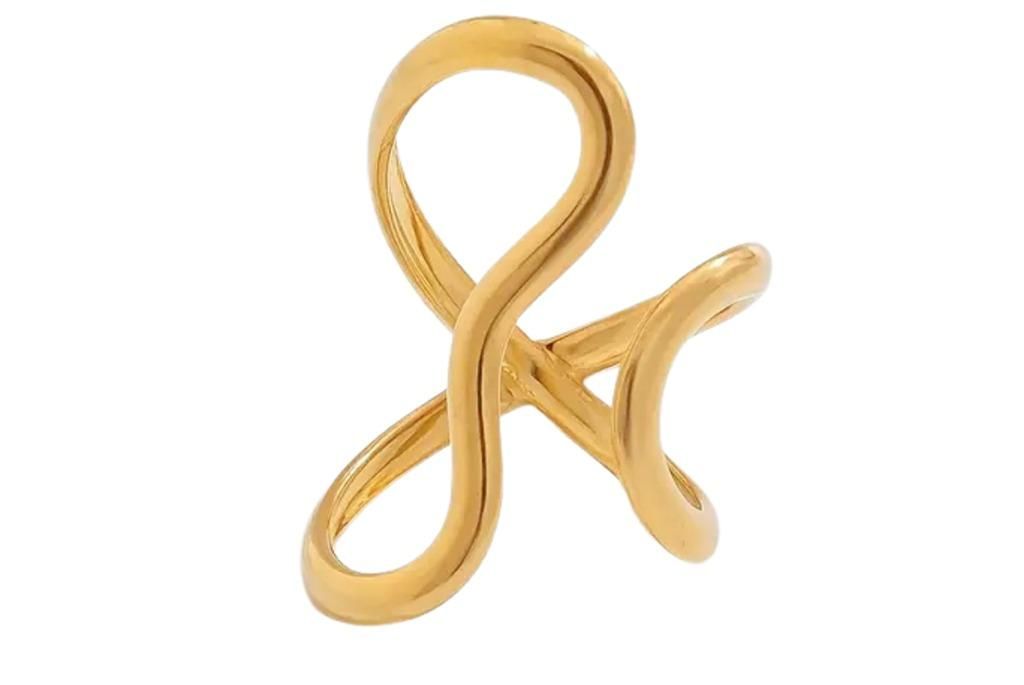 XCOAST Ring - verstellbar, Edelstahl, Gold, Wellen-Design - Valentinstag