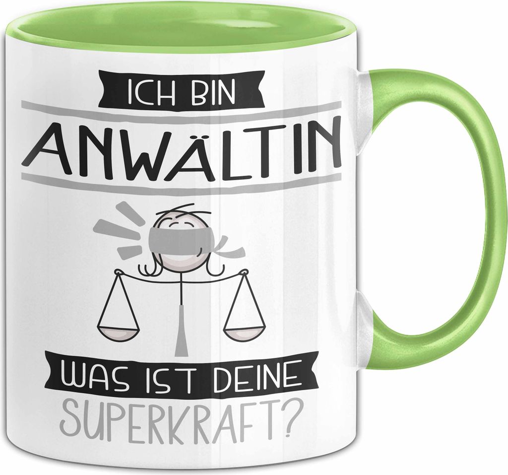 Anwältin Geschenk Tasse Ich Bin Anwältin Was Ist Deine Superkraft Geschenkidee Lustig Geburtstag Weihnachten (Grün)
