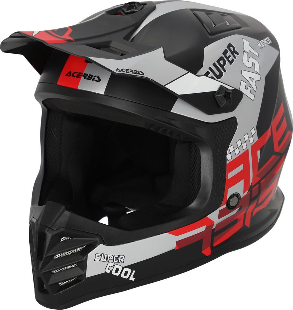 Acerbis Profile Jugend Motocross Helm, schwarz matt/rot, Y/L (51/52)