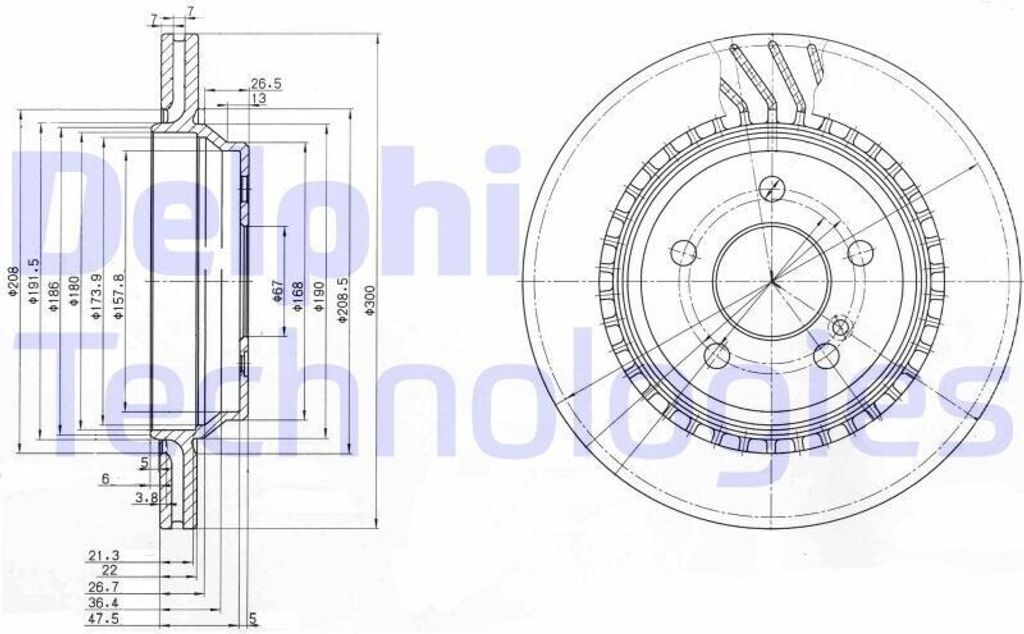 2x DELPHI Bremsscheibe BG3726 passend für MERCEDES-BENZ Produktbild 