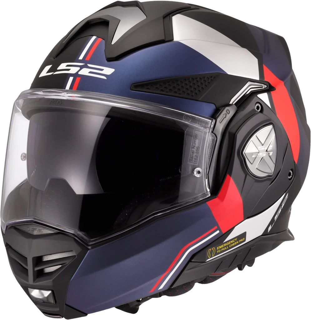 LS2 FF901 Advant X Ultra Klapphelm, schwarz matt/rot/blau/weiß, 3XL (65/66)
