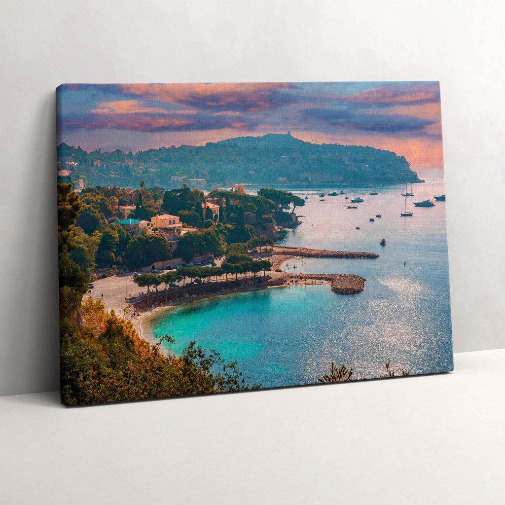 Blick auf die französische Riviera – Leinwandbild Wandbild – 80x60 cm – Leinwandbilder – Wandbilder – Schlafzimmer – Flur