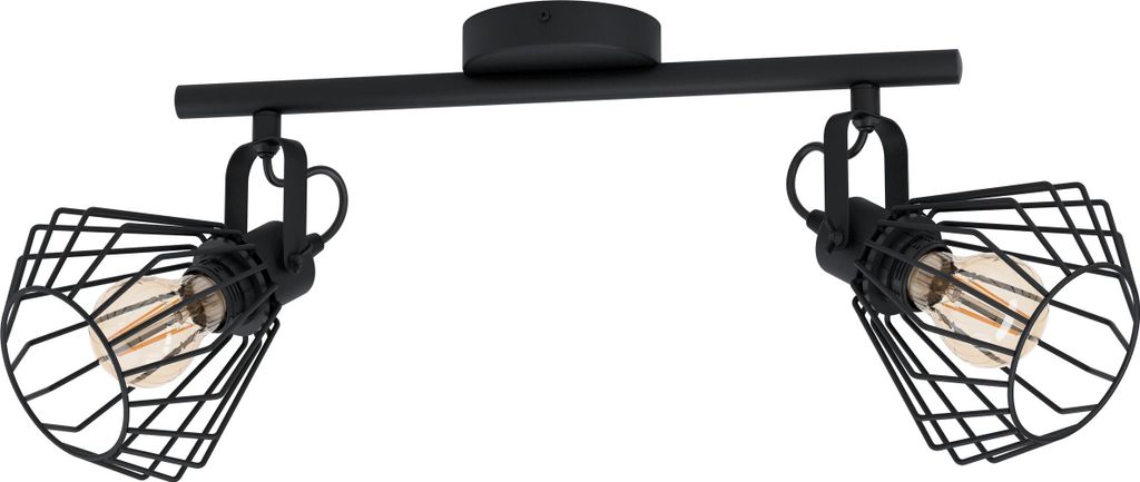 EGLO Deckenlampe Tabillano, Deckenleuchte Vintage, Industrial,, Deckenstrahler aus Stahl, Wohnzimmerlampe in Schwarz, Küchenlampe, Spots, E27