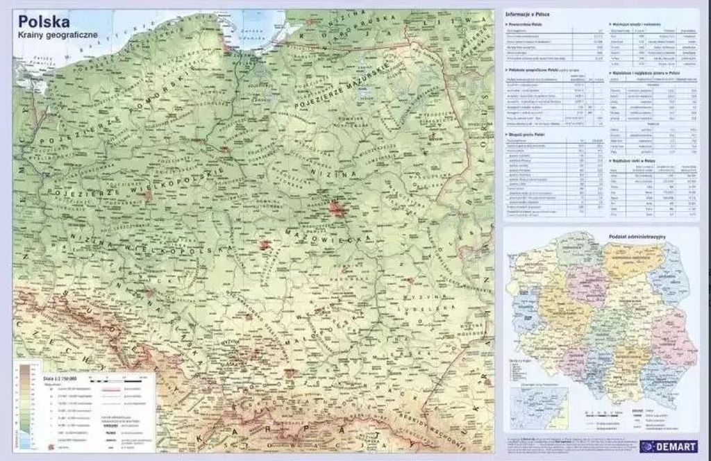 Podkładka mapa Polski fizyczna