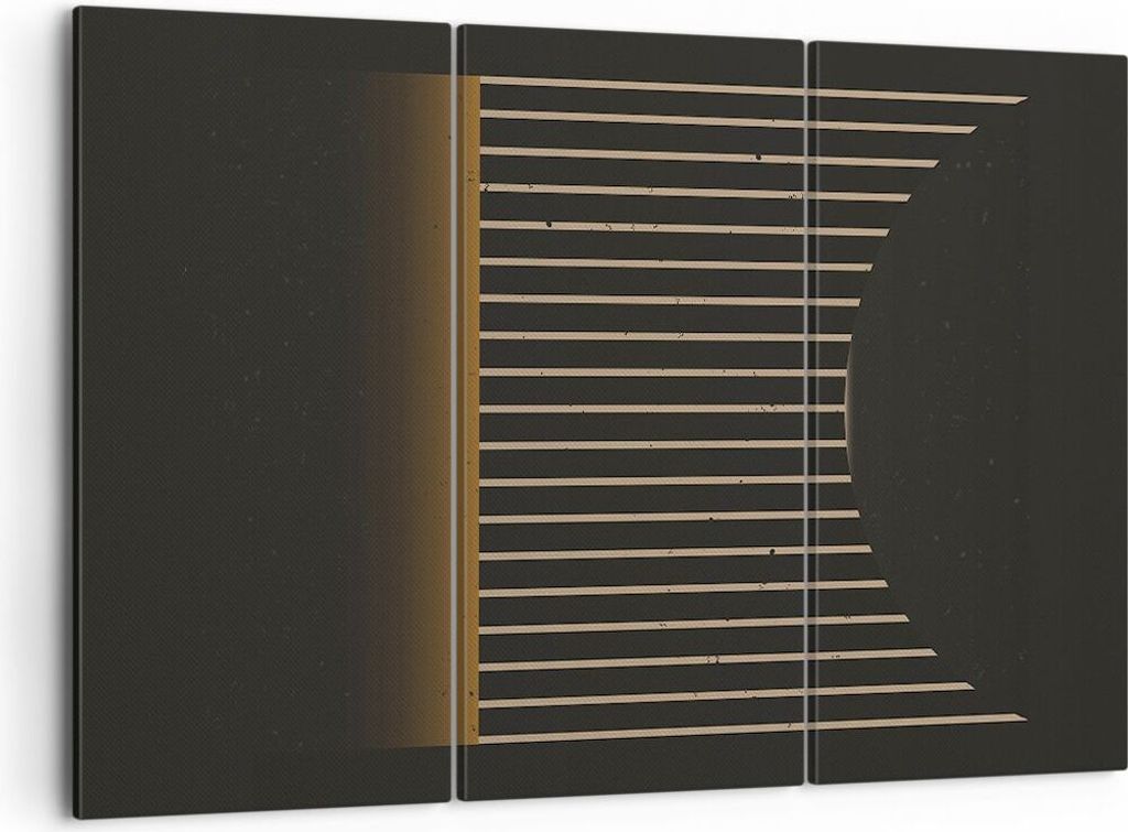 Bild auf Leinwand - Leinwandbild - 3 Teile - Modern Schwarz Gelb - 105x70cm - Wand Bild - Wanddeko - Wandbilder - Leinwanddruck - Bilder - Wanddeko...