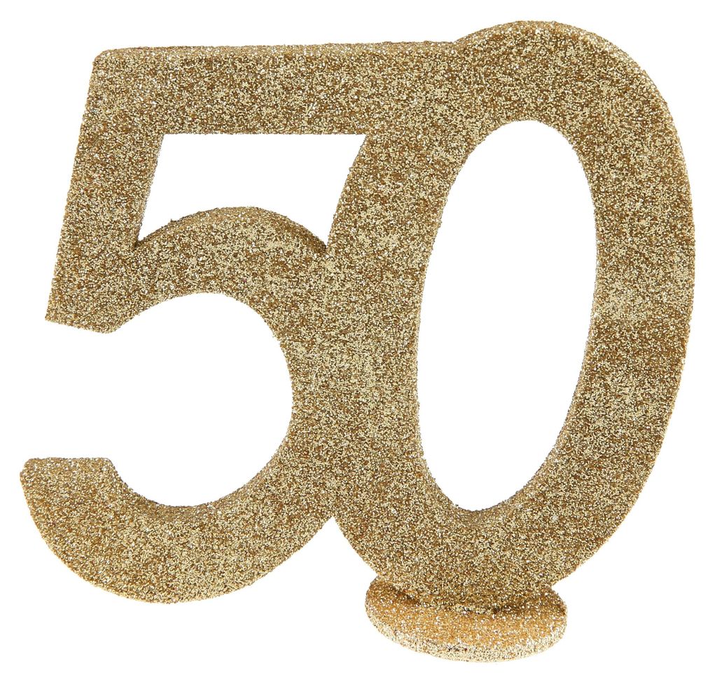 Jubiläumszahl 50 Gold glitzernd zum Aufstellen, 10 cm Deko Produktbild 