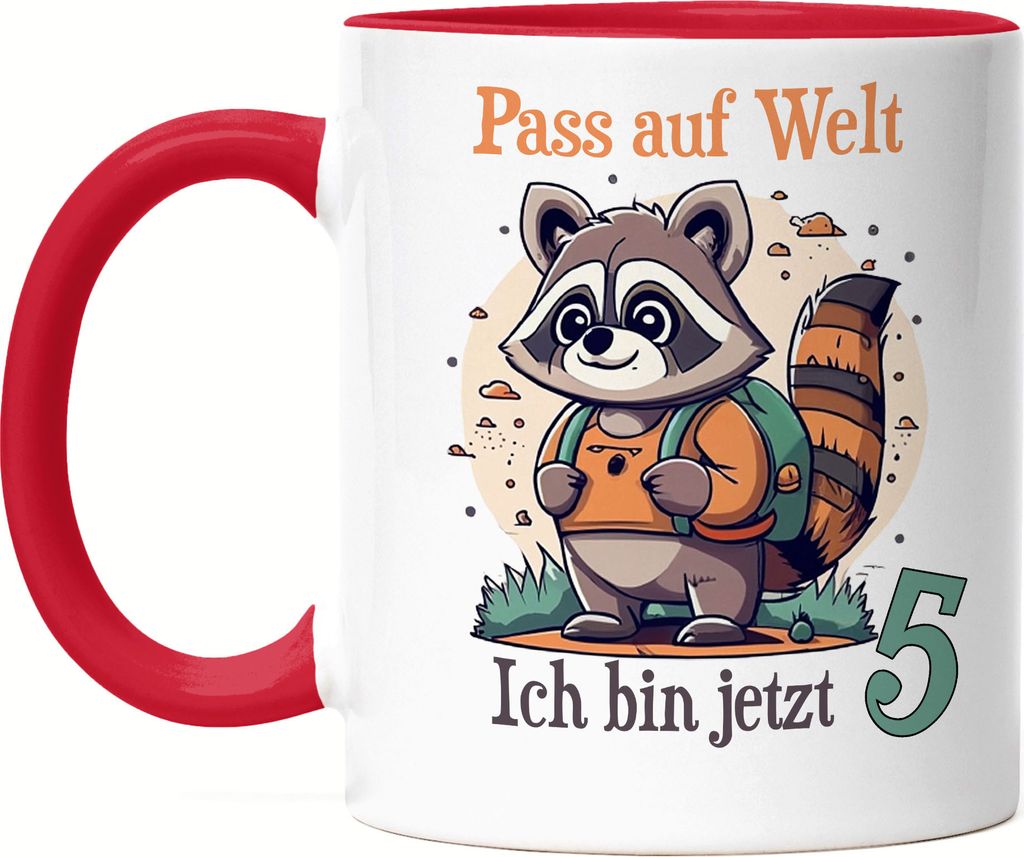 Pass auf Welt ich bin 5 Tasse Rot Geburtstagsfeier Deko Junge