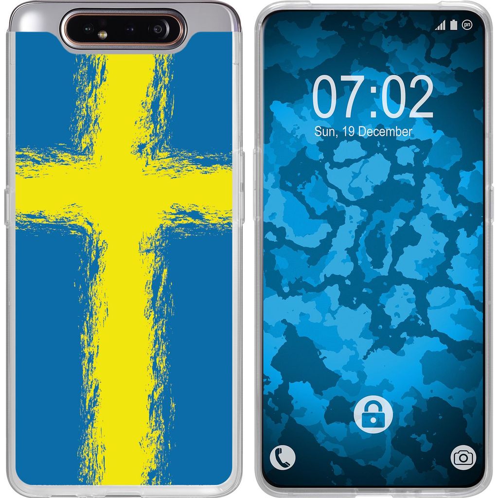 PhoneNatic Case kompatibel mit Samsung Galaxy A80 Silikon-Hülle WM Schweden M12