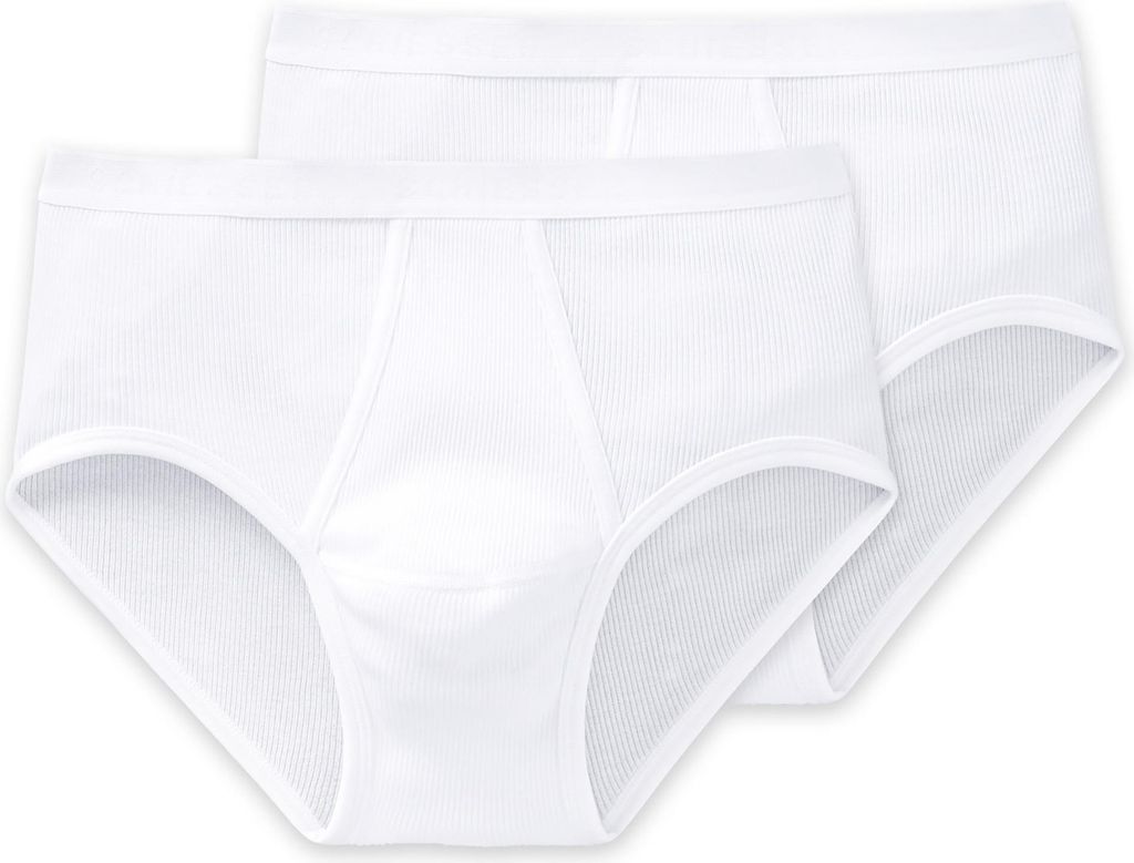 SCHIESSER Herren Slip mit Eingriff, 2er Pack - Original Classics, Doppelripp, Baumwolle Weiß L