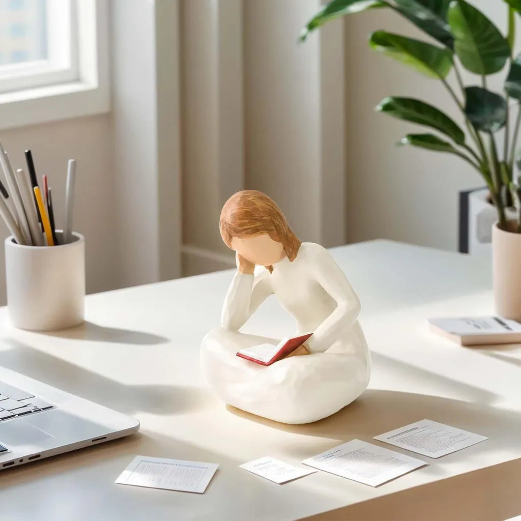 Statue Penseur Esthétique Moderne - Décoration Livres - Blanc - 1 Pièce