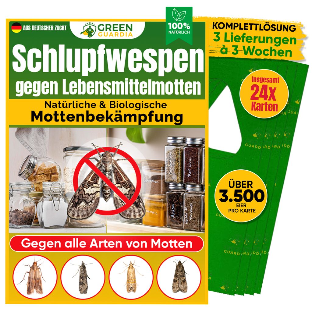Schlupfwespen gegen Lebensmittelmotten, 8 Karten x 3 Produktbild 