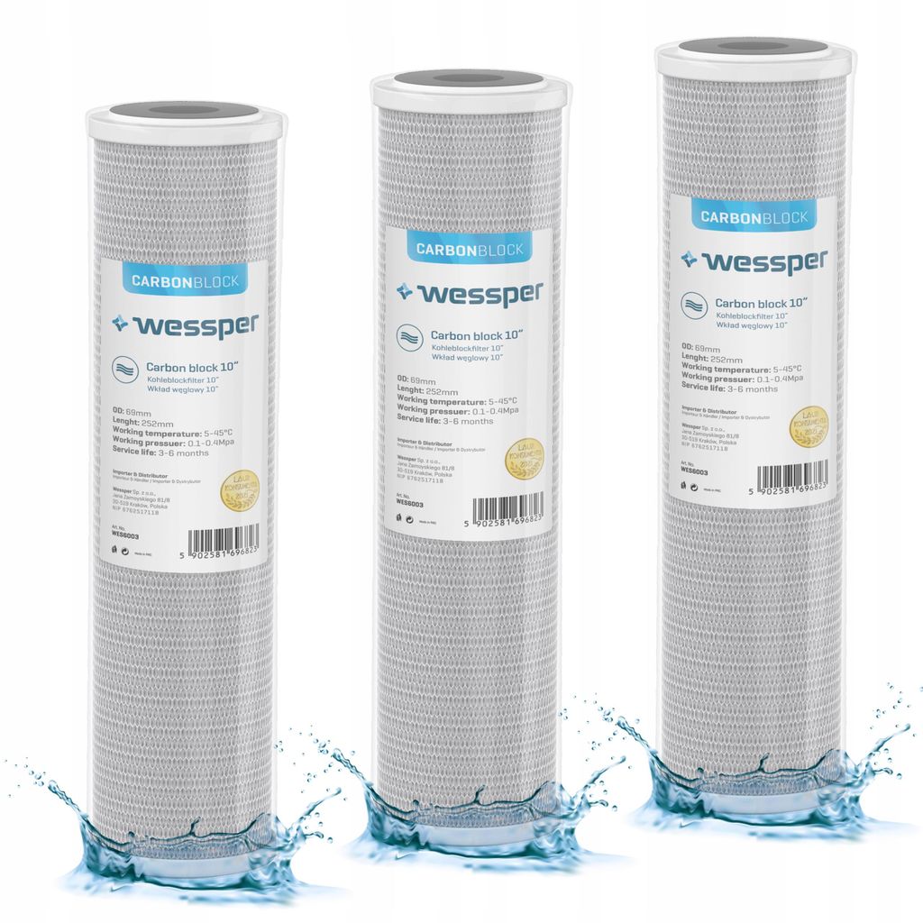 3x Wessper 10" Aktivkohle Filter für Umkehrosmose, Kokos Produktbild 