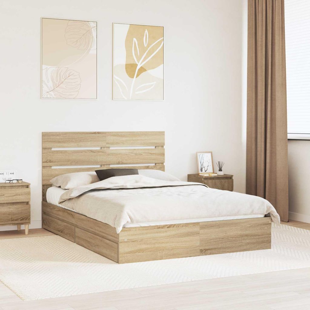 Maison Exclusive - Aufbewahrungsbett Sonoma-Eiche 160 x 200 cm Holzwerkstoff