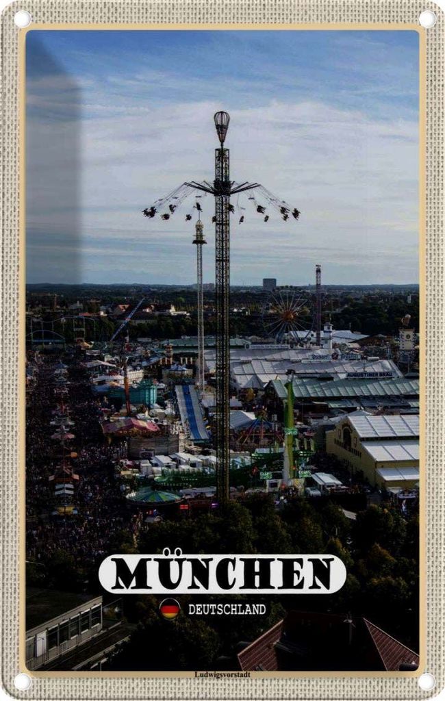 vianmo Blechschild 30x20 cm München Ludwigvorstadt Kirmes Bildmotiv Reisemotiv Abenteuer Reisen Urlaub