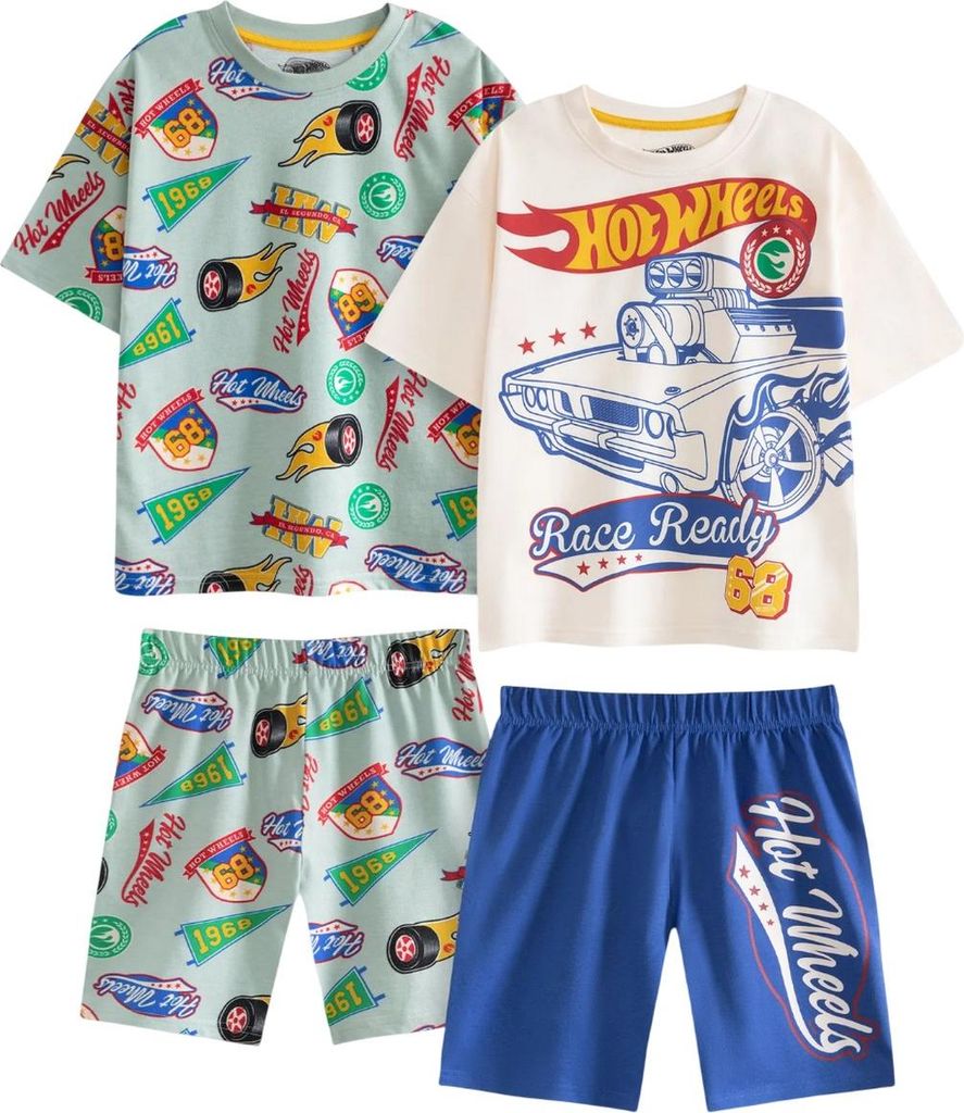 Hot Wheels - "Retro" Schlafanzug mit Shorts für Jungen, kurzärmlig (2er-Pack) NS9130 (146-152) (Bunt)