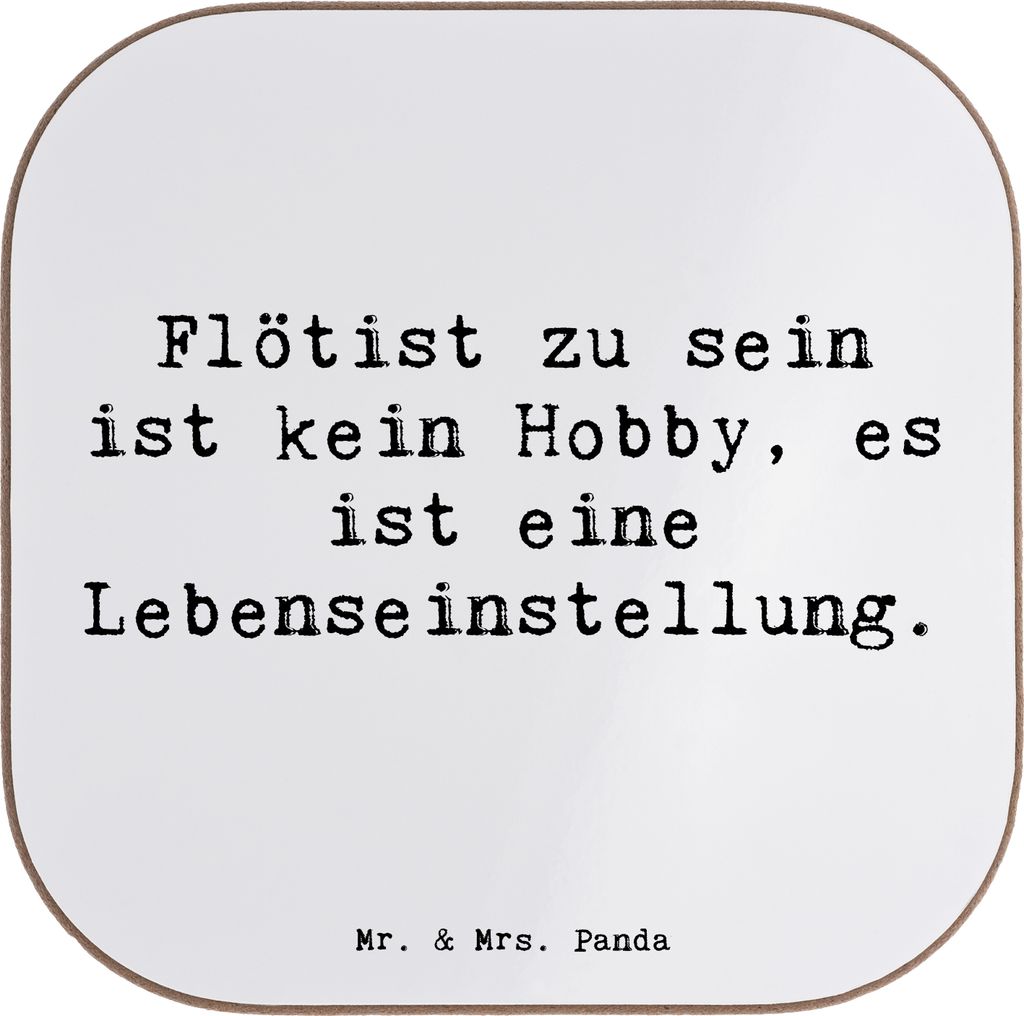 Mr. & Mrs. Panda Tischuntersetzer Spruch Flöte Lebensgefühl - Weiß - Geschenk, Flötist, Hobby, Untersetzer Glas, Instrumente, für Gläser, Coa...