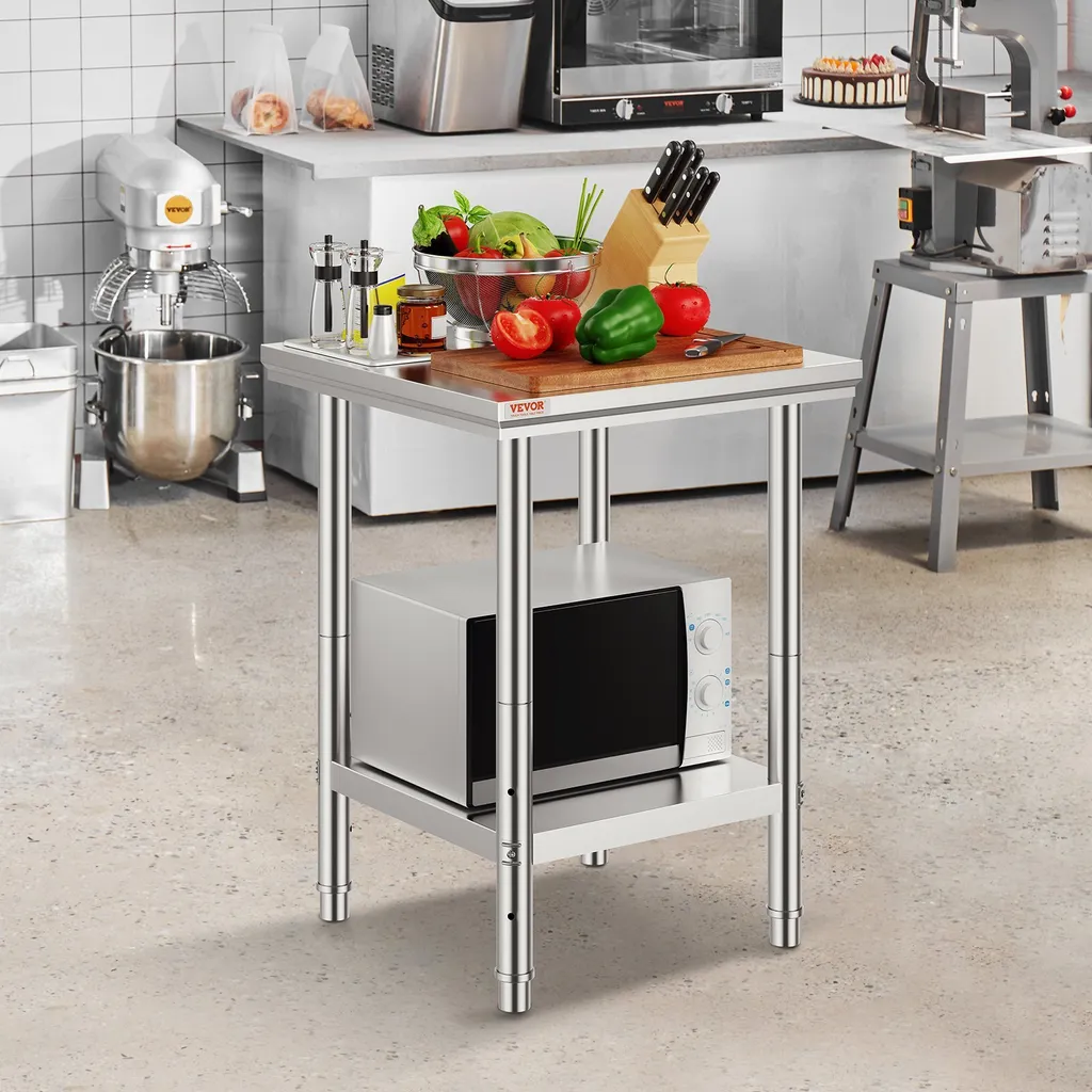 Tavolo Acciaio Inox 60x60 - Banco da Lavoro Economico e Robusto - 8