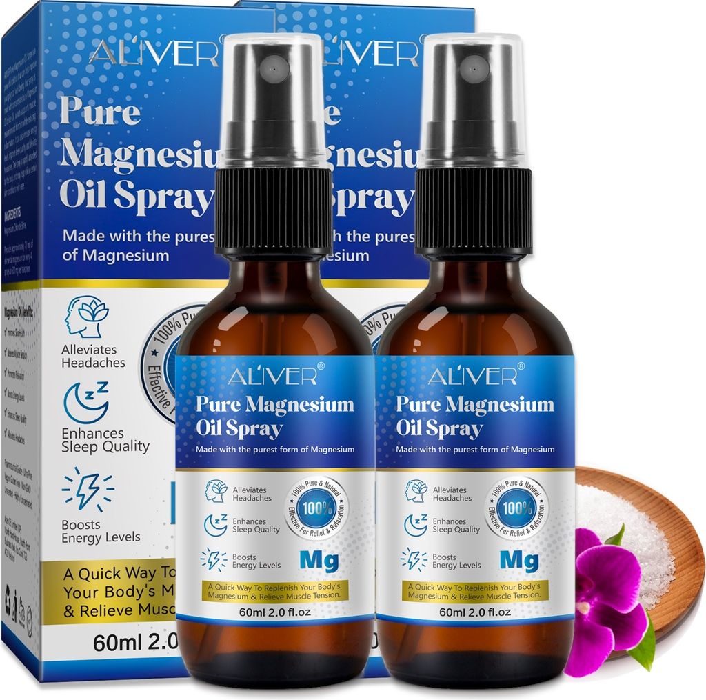 Magnesiumöl Magnesium reines Zechstein Öl Spray für Sport Muskel Entspannung, 2x 60ml