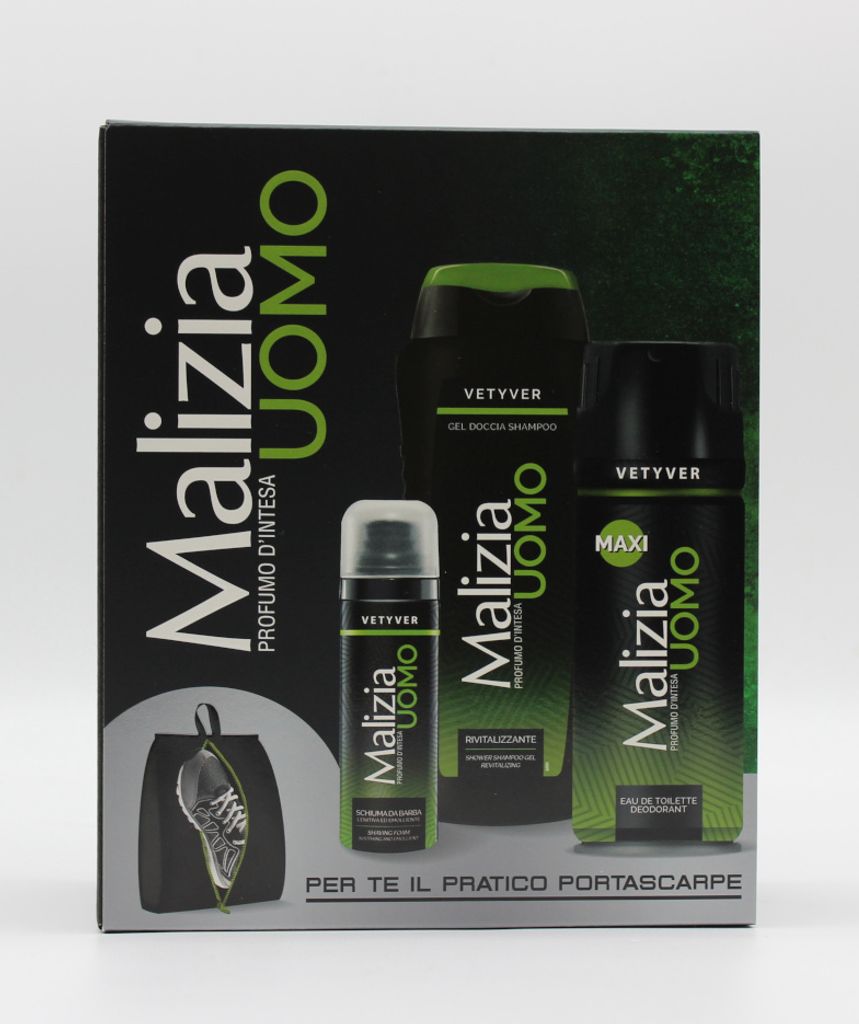Malizia Geschenk Deo-Duschgel-Rasierpflege Schuhbeutel Produktbild 