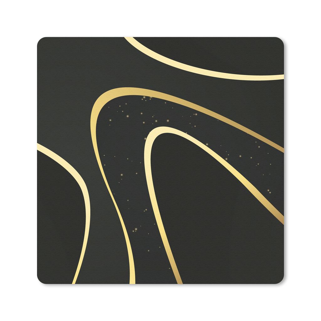 MuchoWow Mauspad Mousepad Goldene Wellen auf schwarzem Hintergrund 20x20 cm - Mousepads - Maus Mat - Pad - Mausunterlage - Desk Mat - Bureauartikeln