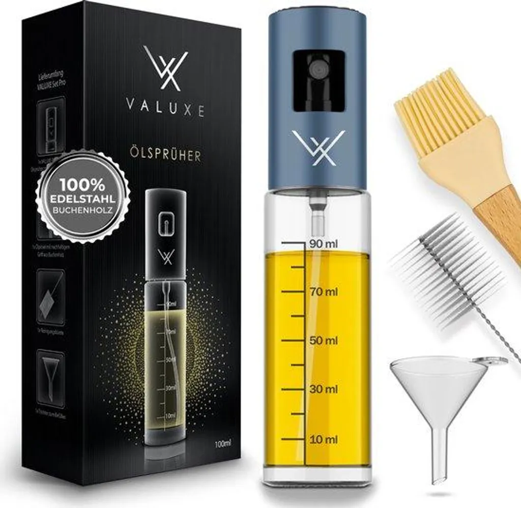 Spray à huile en acier inoxydable et verre 200ml pour cuisine saine