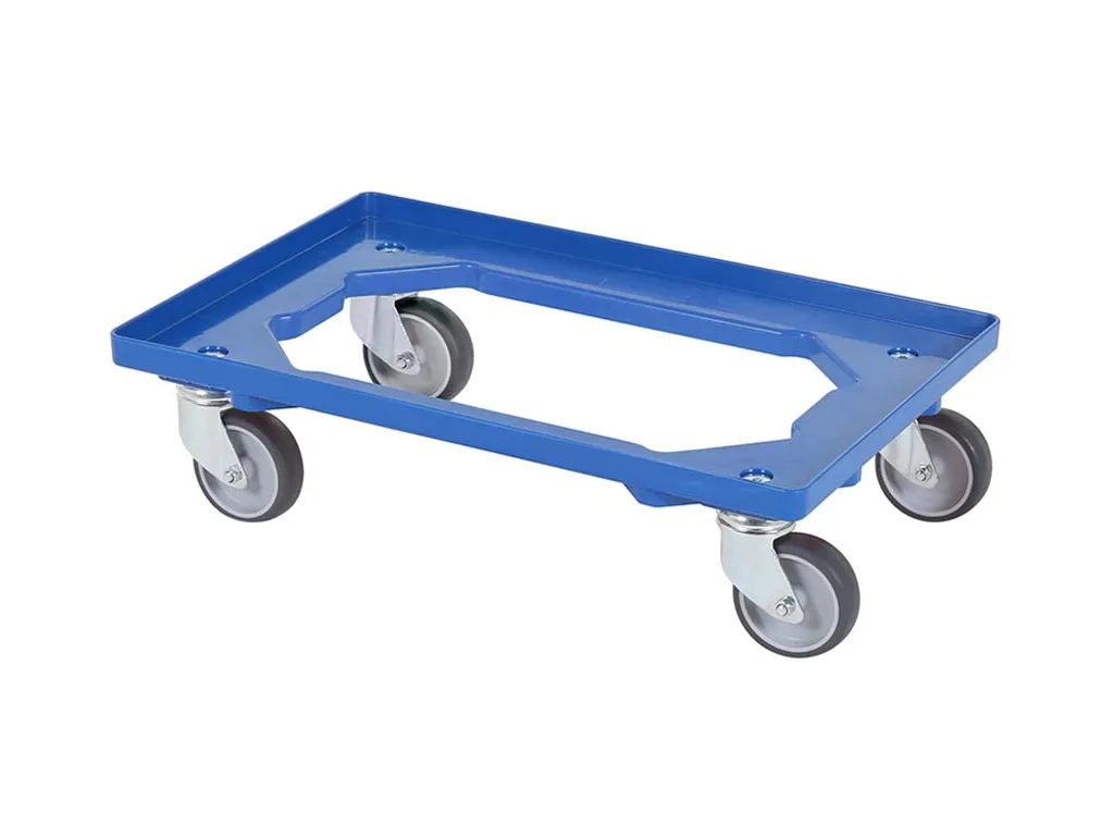 Plateau roulant de transport 600x400 mm bleu - Chariot porte-bac TRB