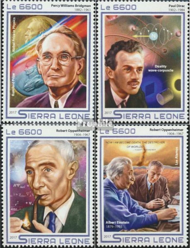 Briefmarken Sierra Leone 2017 Mi 8466-8469 (kompl. Ausg.) postfrisch J.Robert Oppenheimer
