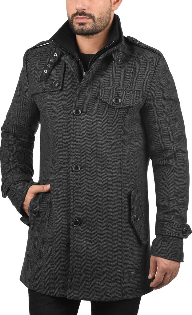 INDICODE IDBrandan Herren Mantel Wollmantel Winterjacke mit Stehkragen