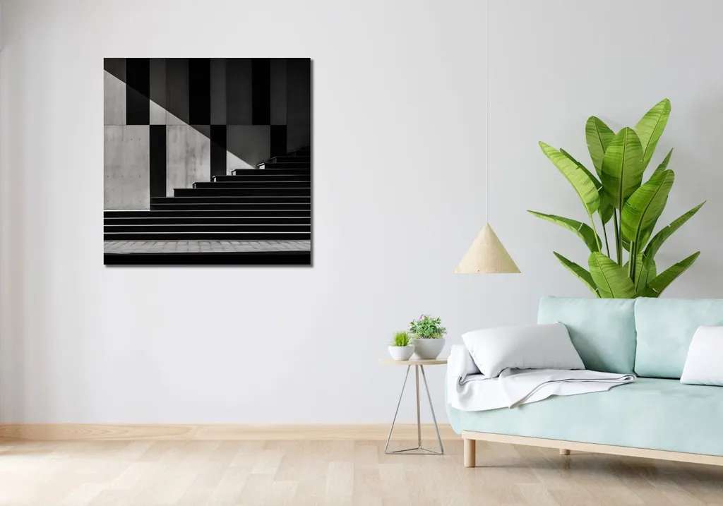 Tableau Décoration Murale Géométrie Architecture Format Carré 90x90cm - 2