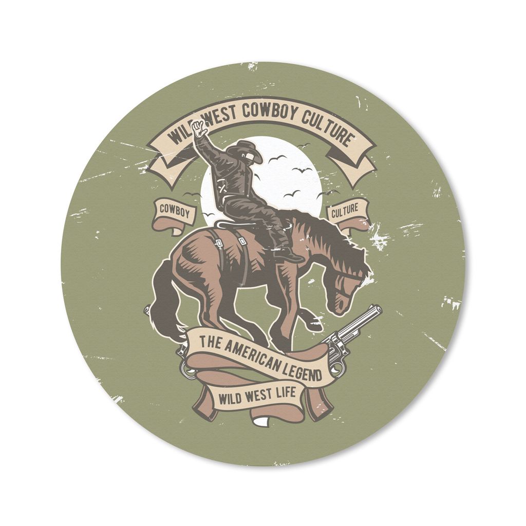 MuchoWow Mauspad Mousepad Pferde - Pistole - Cowboy - Retro 20x20 cm - Mousepads - Maus Mat - Pad - Mausunterlage - Schreibtischmatte