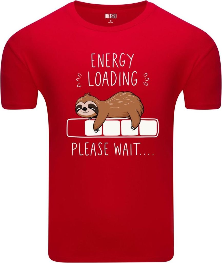 Diarbo Herren T-Shirt mit Lustiger Druck Müdes Faultier in Rot Gr.M
